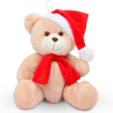 Imagem de Urso de Pelúcia 25cm Decoração de Natal cor Caramelo - Gulu