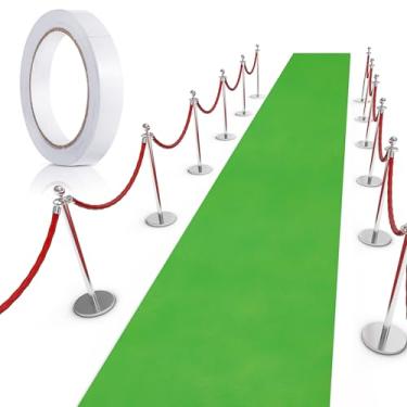 Imagem de Shappy Tapete verde grama para festa, 55 g/m², espessura com fita para corredor, para pós-graduação, festa de casamento, pista de dança, acessórios ao ar livre (2,6 x 30 pés)