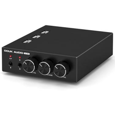 Imagem de Douk Audio Q2Pro Mini DAC estéreo para jogos com entrada de microfone, amplificador de fone de ouvido, conversor USB/óptico D/A, áudio de alta resolução de 32 bits/192 kHz para PC, PS4, Xbox, Switch