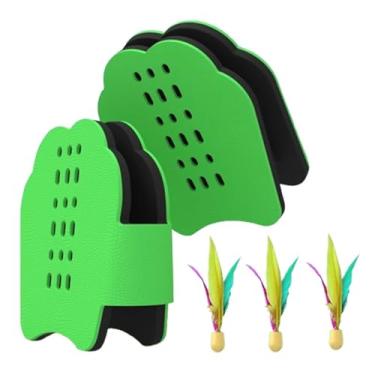 Imagem de Colaxi Raquetes manuais de badminton, raquetes de badminton, peteca, remos vestíveis para brinquedos esportivos, Verde