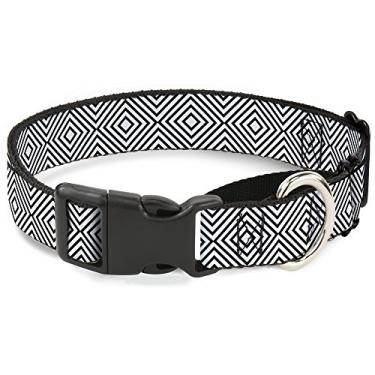 Imagem de Buckle-Down Coleira para cachorro "Square Lines Martingale, branco/preto, 3,81 cm de largura - serve para 40,64 a 58,40 cm de gola média