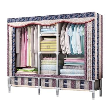 Imagem de Guarda-roupa Armário de guarda-roupa forte autônomo rack de roupas com gavetas armário de guarda-roupa para pendurar roupas organizador de armazenamento armário