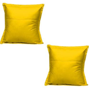 Imagem de Kit 2 Almofadas Decorativas Cheias Fofinhas Para Sofá Sala Poltrona Suede Amarelo