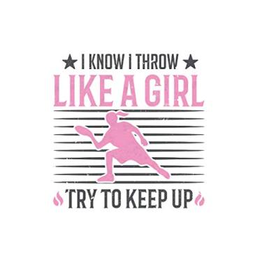 Imagem de Disc golf girl Notebook: I know throw like a girl try to keep up playing disc golf / 6x9 inches / 120 dotted sites