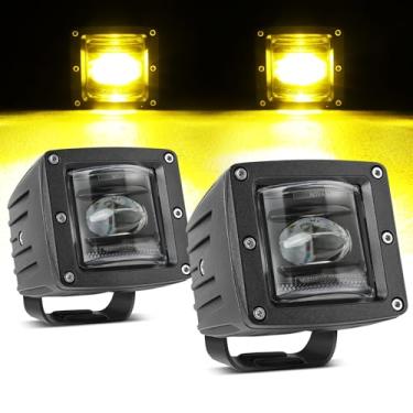 Imagem de Niking Auto Faróis de neblina amarelos SAE de 7,8 cm, cubo aprovado pelo DOT, luzes de condução off-road, barra de luz âmbar quadrada, luzes de neblina para caminhões, Jeep Wrangler JK Nissan Ram 4x4