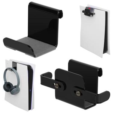 Imagem de Cosmos Conjunto de 2 ganchos para segurar disco rígido e fone de ouvido/controlador - organizador de suporte de disco rígido, suporte de fone de ouvido/controlador compatível com console PS5 (Acrílico