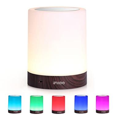 Imagem de iFkoo Abajur de Cabeceira, Abajur de Toque para Quartos, Abajur de Mesa com Luz Quente Regulável, Sensor de Toque Portátil Recarregável, Luz Noturna Rgb com Mudança de Cor Led, Melhores Presentes Para
