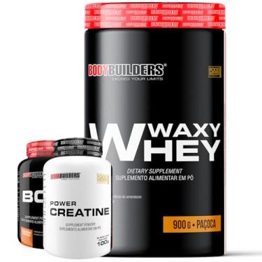 Imagem de Kit Waxy Whey Paçoca 900g + BCAA 4,5 100g + Power Creatina 100g – Bodybuilders