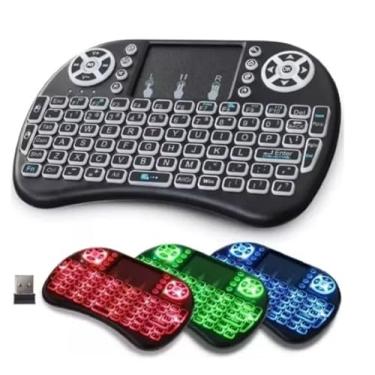 Imagem de Mini Teclado Wireless Sem Fio Led 2 Em 1 Wifi E Bluetooth TouchPad DPI ajustável Celular Pc Android Tv Smart Sensível Inteligente com Teclas Multimídia e Teclas de Controle de Jogos de PC