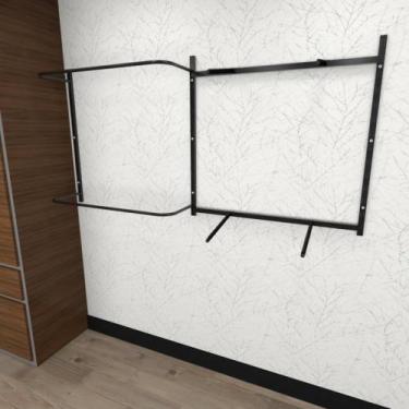 Imagem de Arara de roupas closet quarto com 11 peças regulável 200x100 cm cor pr