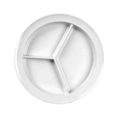 Imagem de FSE Placa de compartimento NS701W, 21 cm de diâmetro, redondo, 3 poços profundos, resistente a quebras, lavável na lava-louças, sem BPA, melamina, branco NuStone, NSF, pacote com 12