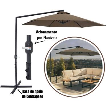 Imagem de Ombrelone Lateral Bel Veneza 3 Metros Guarda Sol Suspenso Luxo de Piscina e Varanda com Base em Cruz Inclusa