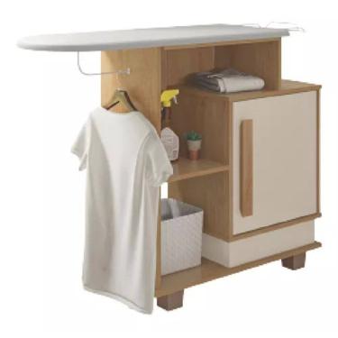 Imagem de Tábua De Passar Roupa Com Gabinete Havaí Rv Móveis Cinamomo / Off White 