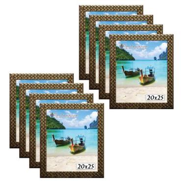 Imagem de Kit 8 Molduras Porta Retrato 20x25 3cm Relevo Dourado - Santamaria Mol