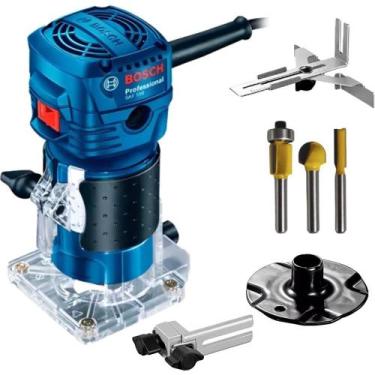 Imagem de Tupia Profissional 6MM 550W 2 Pinças GKF550 BOSCH + Jogo de Fresas Has