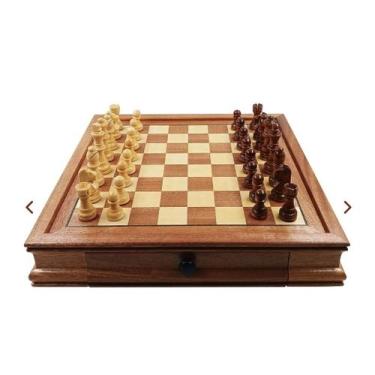 Imagem de Jogo de Tabuleiro Xadrez 32x32cm em Madeira Rio Master