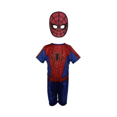 Imagem de Fantasia Roupa Infantil Homem Aranha Com Máscara - Bililika, Vermelho,