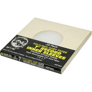 Imagem de (25) Capas internas de papel marfim poliforradas superpesadas para discos de 18 cm - qualidade de arquivo, sem ácido, sem estática - proteção premium - 07IAIV