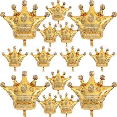 Imagem de Balões GuassLee Crown Dourados - Kit com 14 Peças para Decoração de Fe