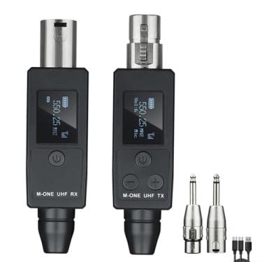 Imagem de SENHEIDESHI Sistema receptor transmissor de microfone sem fio, transmissor e receptor XLR UHF sem fio para microfone dinâmico, alcance de 29,9 m a 50 m, 20 canais, receptor de guitarra para mixer de