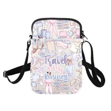 Imagem de FUSTMW Bolsa transversal de viagem Travel is My Business Gifts for Trip Lover Travelers Merchandise Cross Body Purse, Bolsa de viagem C
