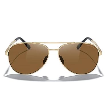 Imagem de MERRY'S Óculos de sol aviador para homens e mulheres – Óculos de sol polarizados para dirigir, lentes espelhadas, proteção UV 400, 58 mm, Armação dourada/lente marrom, Lens width: 58 millimeters