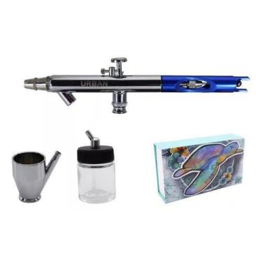 Imagem de kit de aerografo dupla ação bico 0,35mm 5ml / 15ml + nfe - URBAN