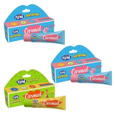 Imagem de Kit 3 Unidades Hidratante Labial Carmed Fini 2 Dentaduras e 1 Bananas 