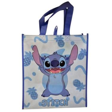 Imagem de Sacola Feira Reciclável Retornável Stitch Ombro Disney Azul - Taimes