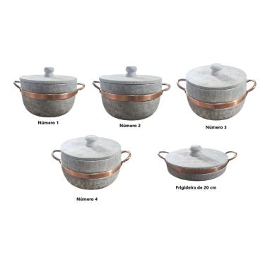 Imagem de Jogo com 05 panelas em pedra sabão
