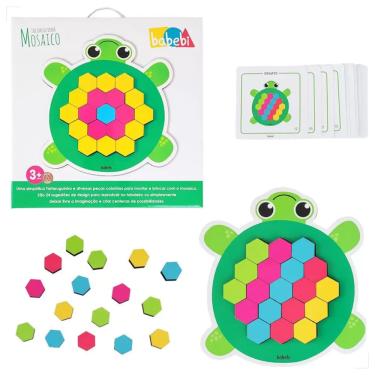 Imagem de Brinquedo Mosaico Tartaruguinha Colorida em Madeira babebi