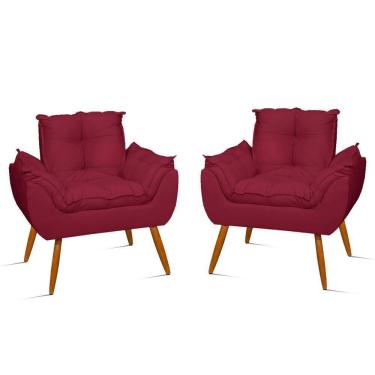 Imagem de Kit 2 Cadeiras Poltronas Reforçadas Confortáveis Sala Jl Cor: marsala