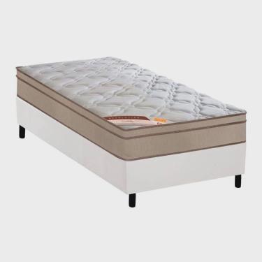 Imagem de Cama Box Solteiro Blindada Branco + Colchão Castor Revolution Molas Tecnopedic