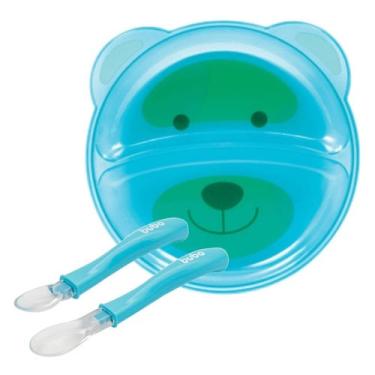 Imagem de Kit Papinha Bebe Buba Um Pratinho Infantil 2 Colher Silicone