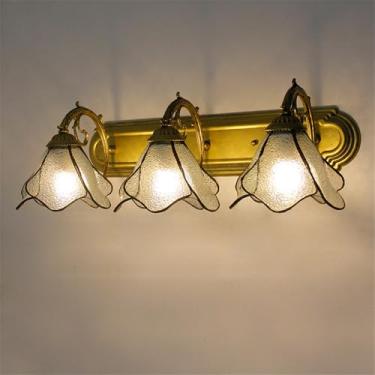 Imagem de OUFULA Luminária de parede retrô americana Toilet Mirror Light Mediterrâneo Simplicity Living Room Restaurant Bedroom Study Villa Hotel Cafe Bar Corredor Cômoda Luz (C 3 Luzes)