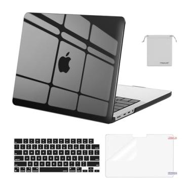 Imagem de MOSISO Compatível com MacBook Pro 35.6 cm capa 2025 2024 2023 2022 2021 M5 M4 M3 M2 M1 A3112 A3185 A3401 A2918 A2992 A2779 A2442, plástico Capa rígida e teclado Capa e película de tela e bolsa, preto