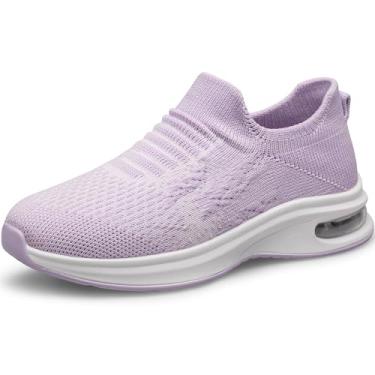 Imagem de YHOON Sapatos infantis para meninos e meninas, tênis atlético, fitness, tênis, caminhada, escolar, para crianças pequenas/crianças grandes, Roxo claro, 13 Little Kid