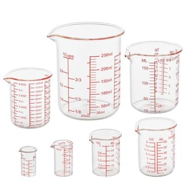 Imagem de Ackers BORO3.3 Conjunto De Copos Medidores Vidro Com Alto Teor Borosilicato - Bico Em Forma V, Inclui Copo Medidor 5Ml/15Ml/30Ml/60Ml/120Ml/150Ml/250Ml Para Cozinha Ou Restaurante, Fácil Ler (Pacote