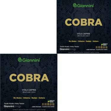 Imagem de Kit 2 Encordoamento Viola Caipira Giannini Cobra GESVP Cobre Prateado Pesada