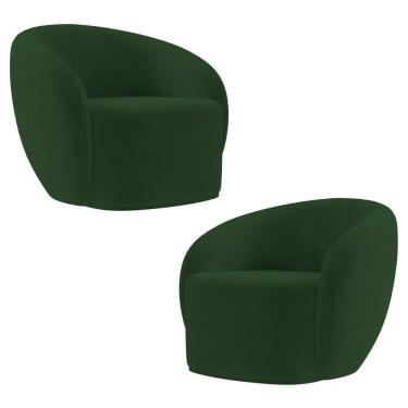 Imagem de Poltrona Para Sala De Estar Orgânica Kit Com 2 Garbin K04 Veludo Verde - Mpozenato