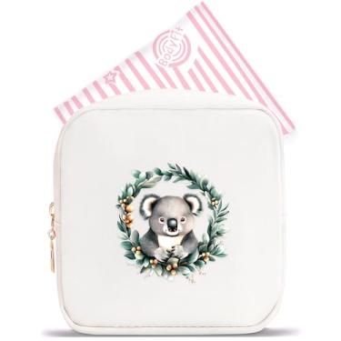 Imagem de BJDAMAI Mini bolsa de maquiagem, linda bolsa de cosméticos portátil com zíper para meninas adolescentes e crianças, pequena bolsa de armazenamento para almofada higiênica, moeda, batom, joias!, Coala