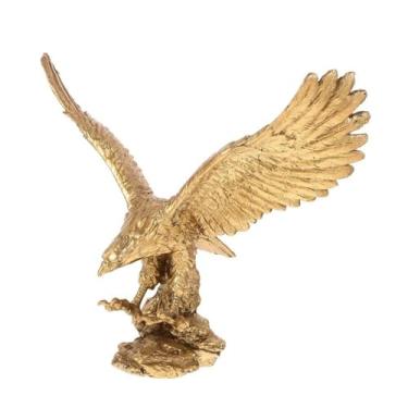Imagem de FLCPJGV Resina águia estatueira decoração de mesa de ouro espalhando escultura de asa para decoração da da casa, Size L
