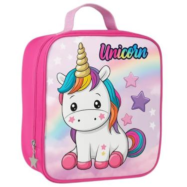 Imagem de Lancheira Termica Infantil Escolar Feminina Menina Reforçada Juvenil Grande Unicornio