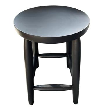 Imagem de Banqueta de Madeira Maciça, Altura 48cm, Assento MDF, Cor Preta, Design Moderno, Resistente