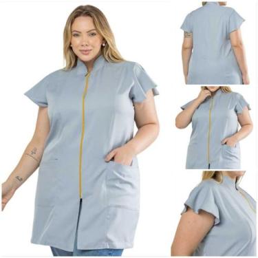 Imagem de Jaleco Feminino Gabardine Zíper Manga Curta Plus Size Gio - NoBrand, C