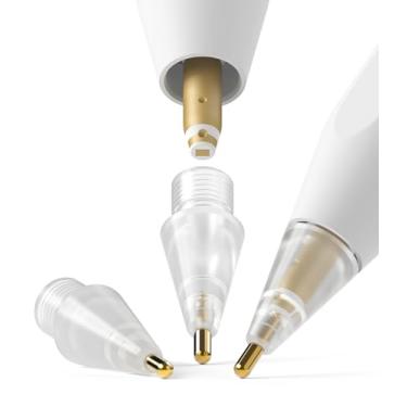 Imagem de Ringke Pontas para Apple Pencil [pacote com 3/substituições para todas as gerações] Compatível com Apple Pencil Pro, 1ª geração, acessórios USB-C, ponta limpa e limpa - metal (fosco transparente)