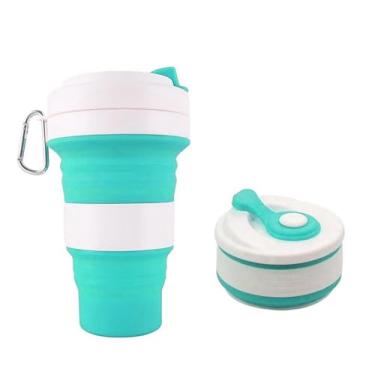 Imagem de Copo Retrátil de Silicone, 550ml, Dobrável com Gancho, Cinza, Livre de BPA