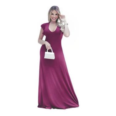 Imagem de Vestido Longo Feminino Fechado Sem Bojo Manga Curta Babado - Look Drea