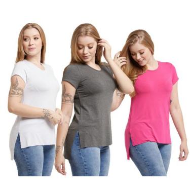 Imagem de Kit 03 Camisetas Feminina Viscolycra Mullet Tampa Bumbum - Konoa, Bran