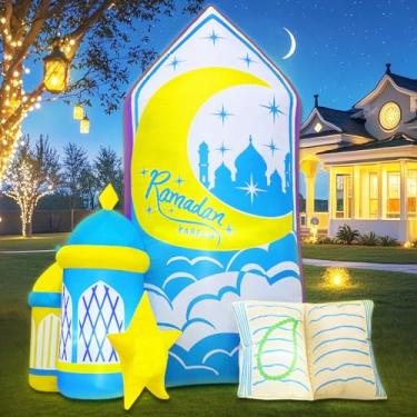 Imagem de Decoração inflável de Ramadã de 1,8 m, decoração inflável do Alcorão, contas de Buda do castelo Eid Mubarak, decoração do pátio do Ramadã Mubarak, decoração, pátio ao ar livre, festa de férias, pátio